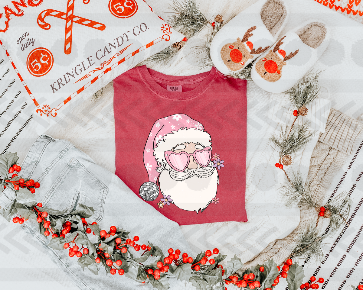 Santa with pink flower hat 14450 DTF Transfer