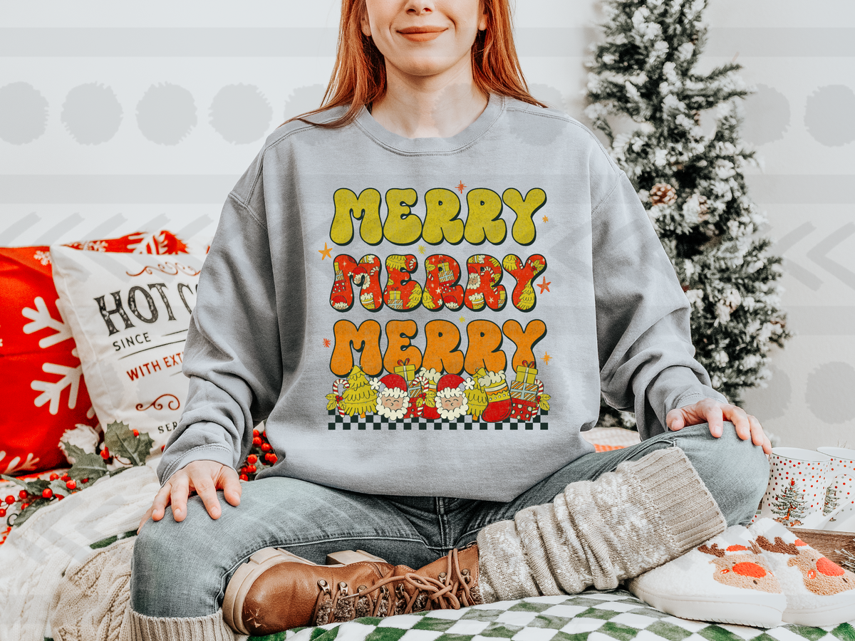 Merry stacked santa tree and gifts 14476 DTF Transfer