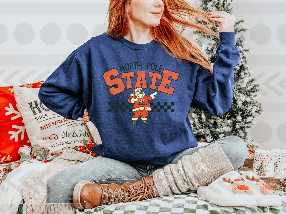 North pole state of mind santa with checkered 14502 DTF Transfer