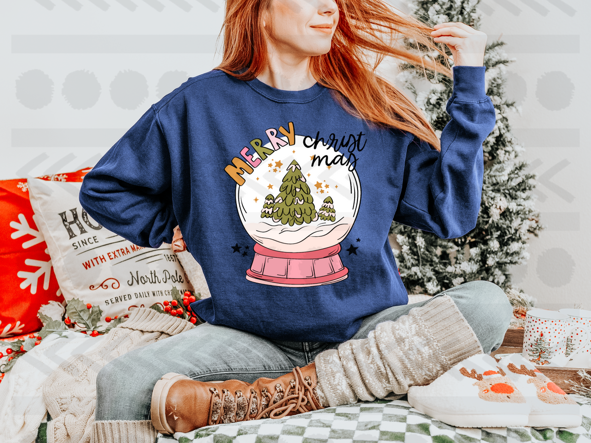 Merry christmas snowglobe trio trees 14505 DTF Transfer