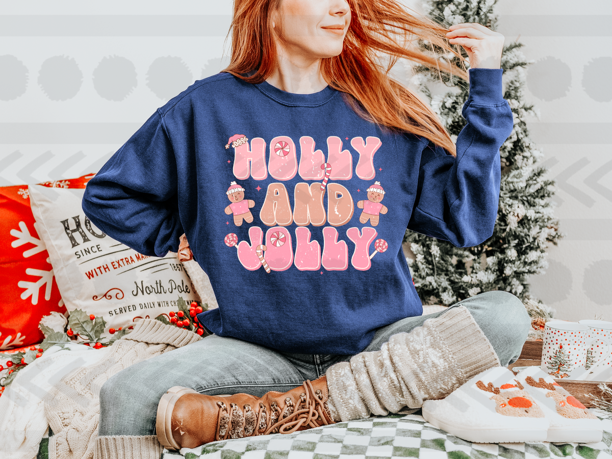 Holly and jolly PINK bubble letters 14503 DTF Transfer