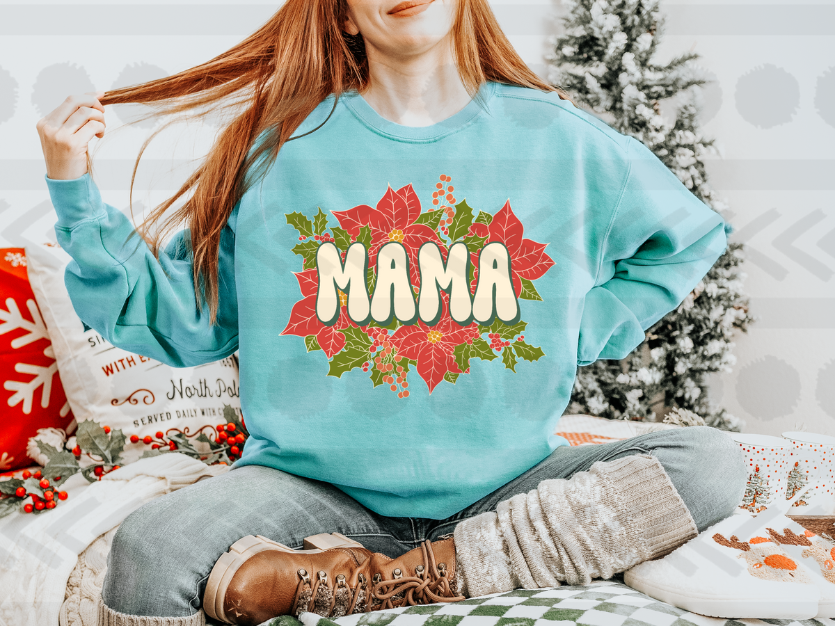 Mama red green floral bouquet 14526 DTF Transfer
