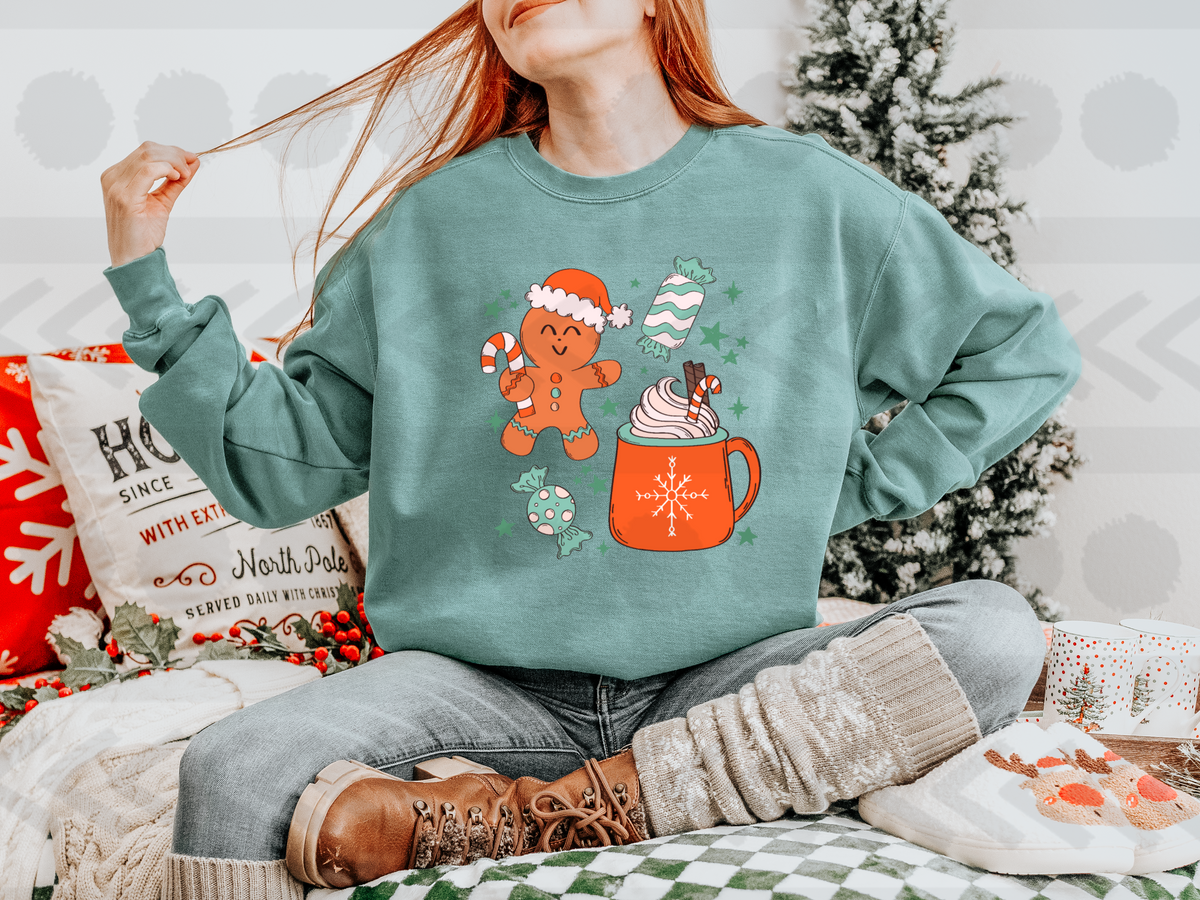 GINGERBREAD and cup (could be used as pocket or sleeve also) CHOOSE SIZE 14524 DTF Transfer