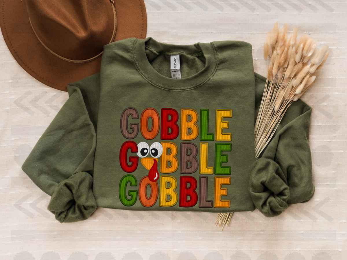 Gobble stacked faux turkey face 14498 DTF Transfer