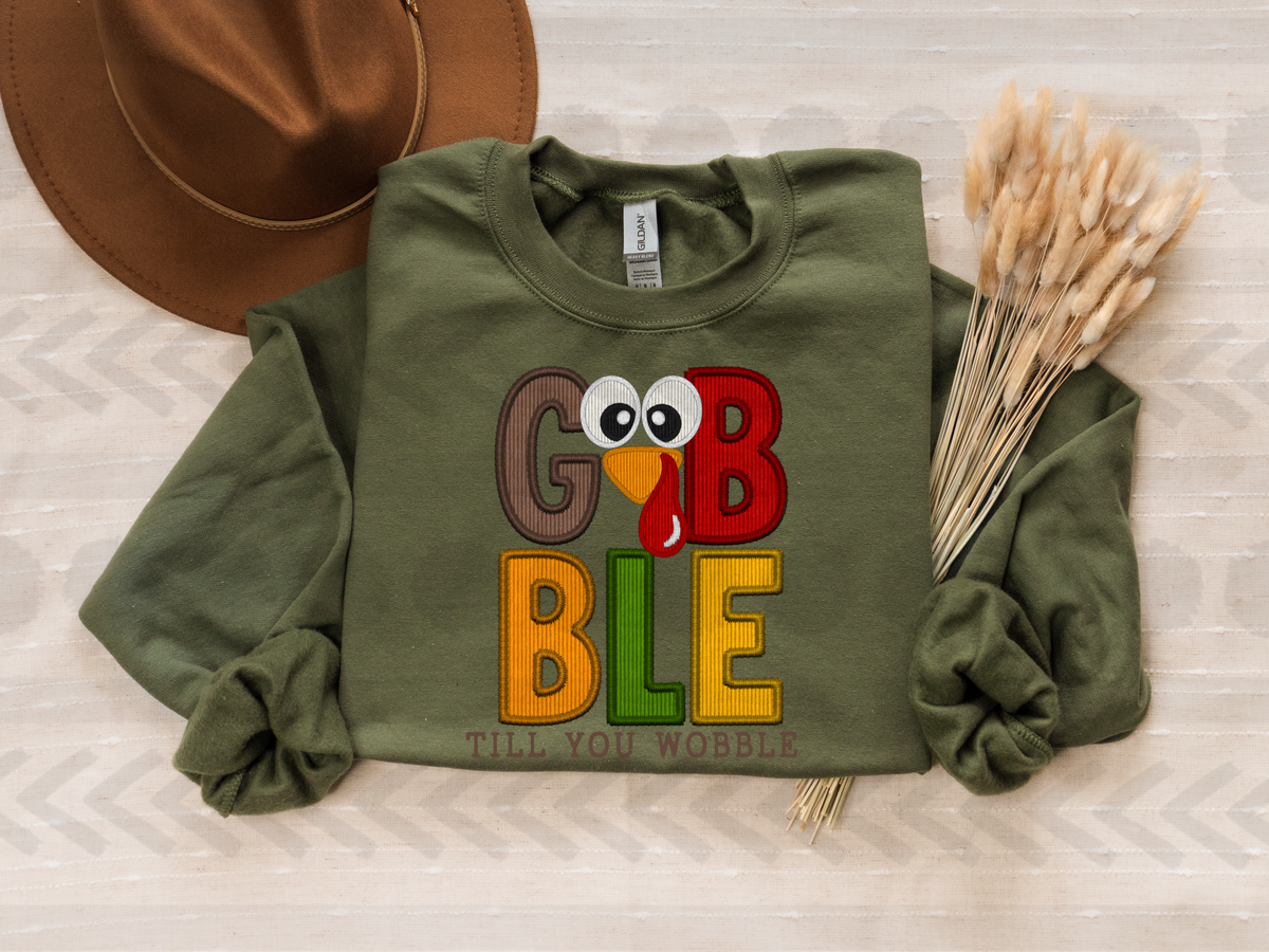 Gobble till you wobble faux turkey face 14497 DTF Transfer