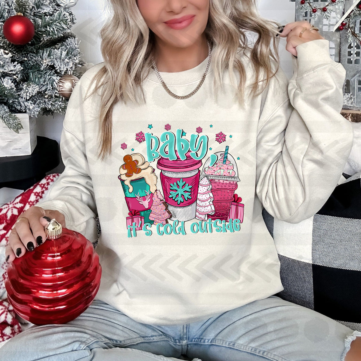 Baby its cold outside PINK drinks 14595 DTF Transfer