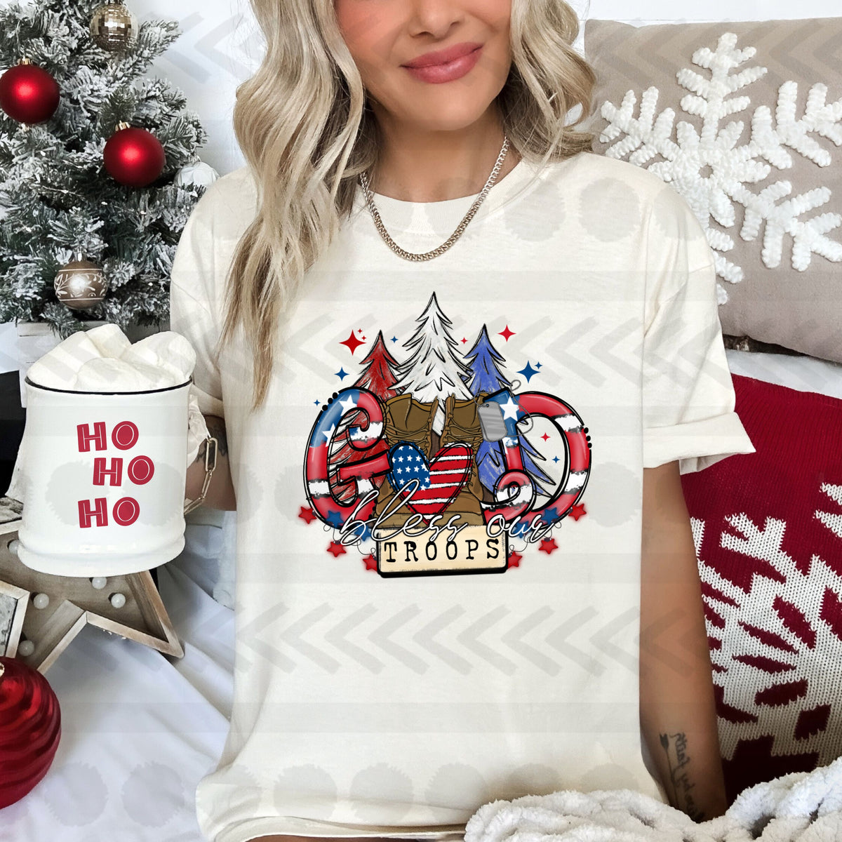 Bless our troops christmas  14684 DTF transfer