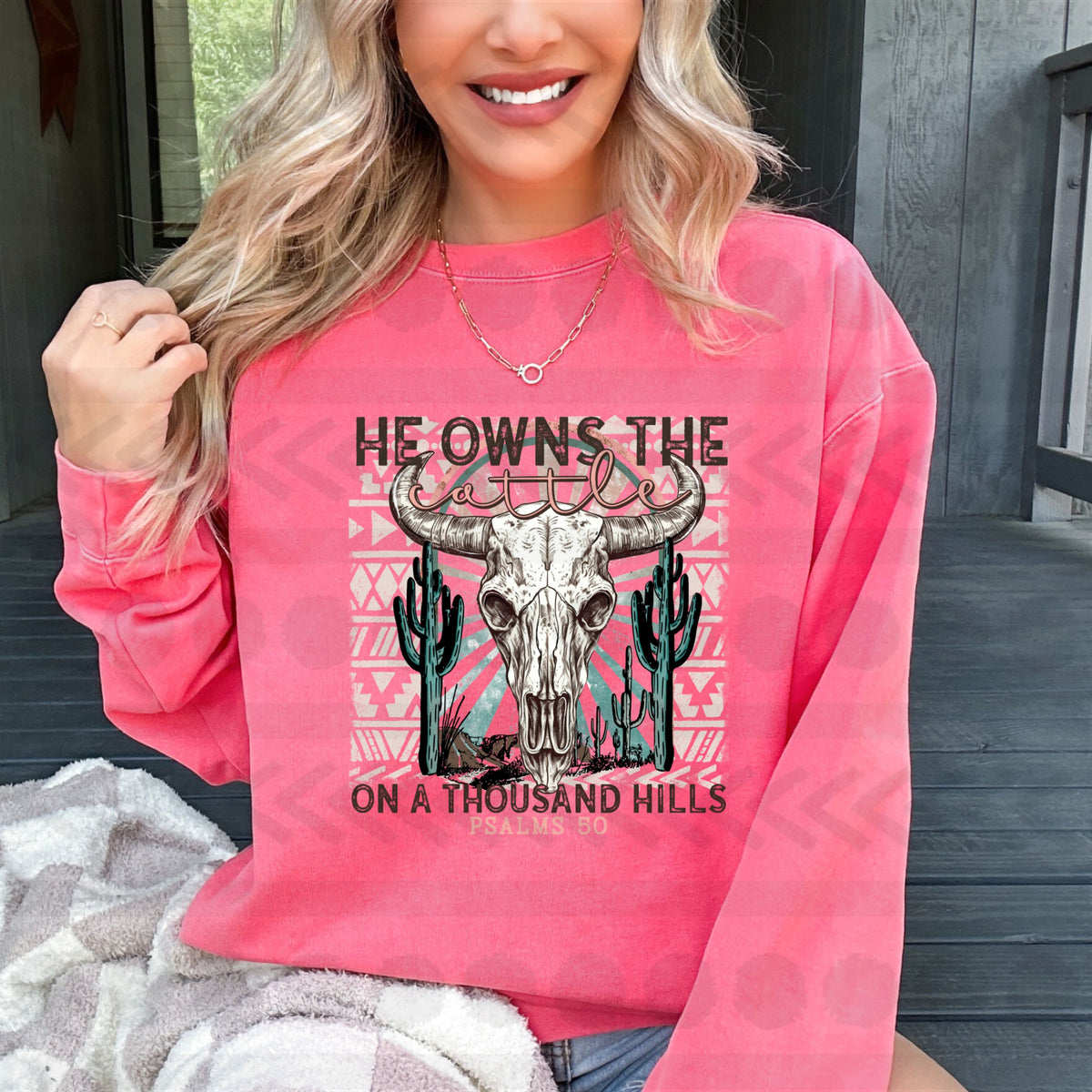 He owns the cattle on a thousand hills bull skull 14676 DTF transfer