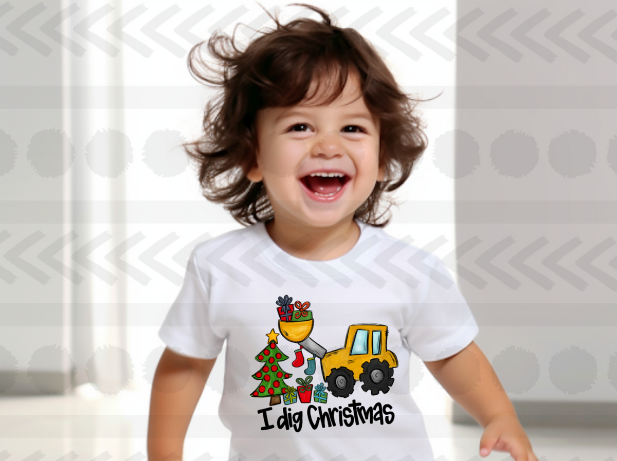 I dig christmas tractor with christmas tree and gifts 14662 DTF transfer