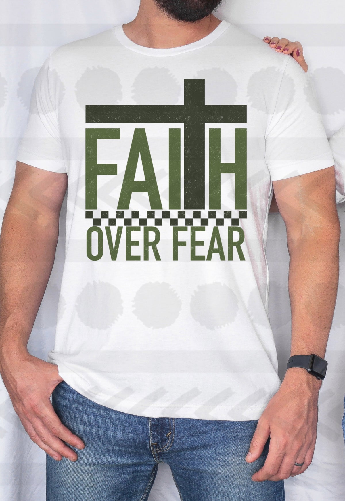 Faith over fear military green 14708 DTF transfer