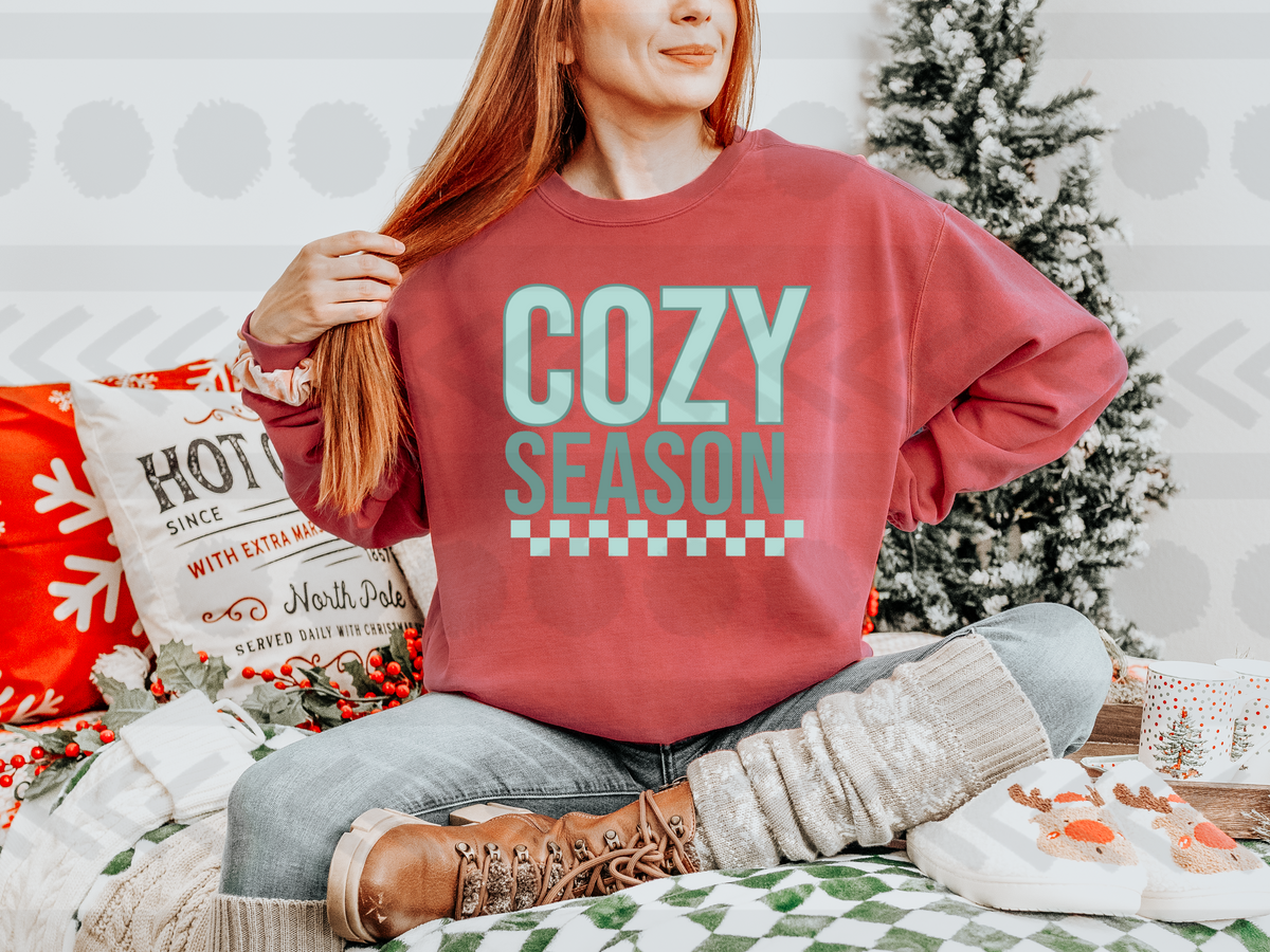 Cozy season blue with checkered (LYTTLE) 16441 DTF Transfer