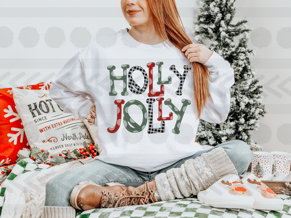 Holly jolly polka dot and plaid  14731 DTF transfer