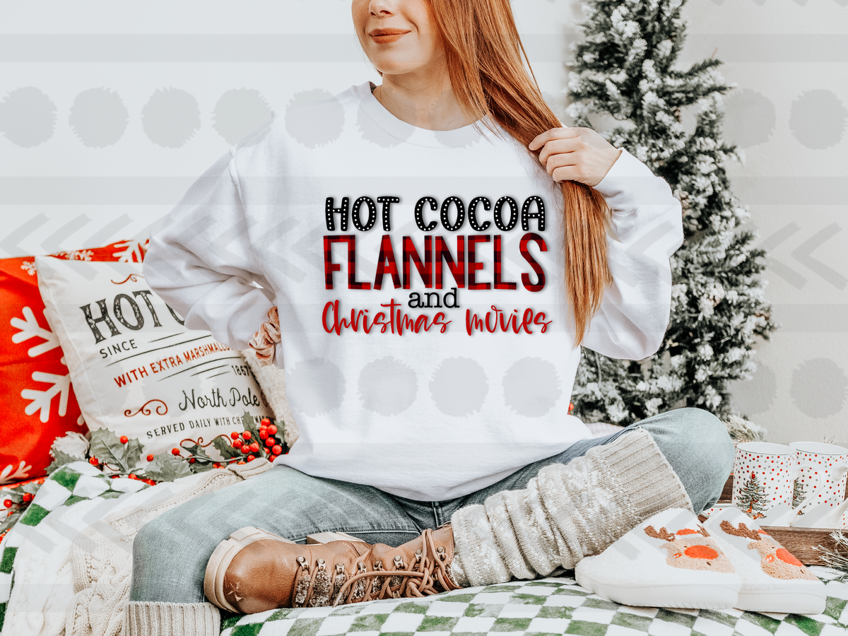 Hot cocoa flannels and christmas movies PLAID 14727 DTF transfer