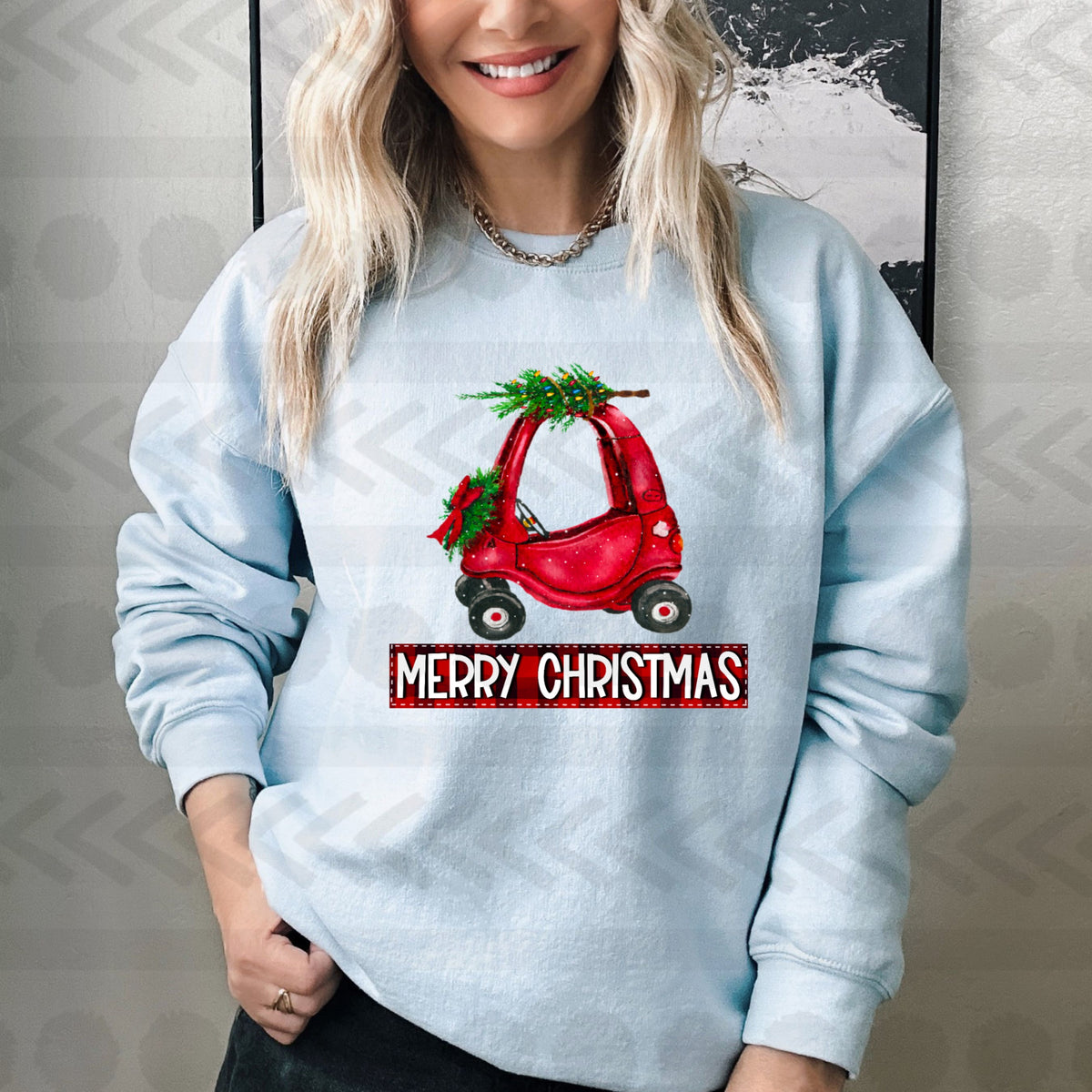 Merry christmas RED kid car 14751 DTF transfer