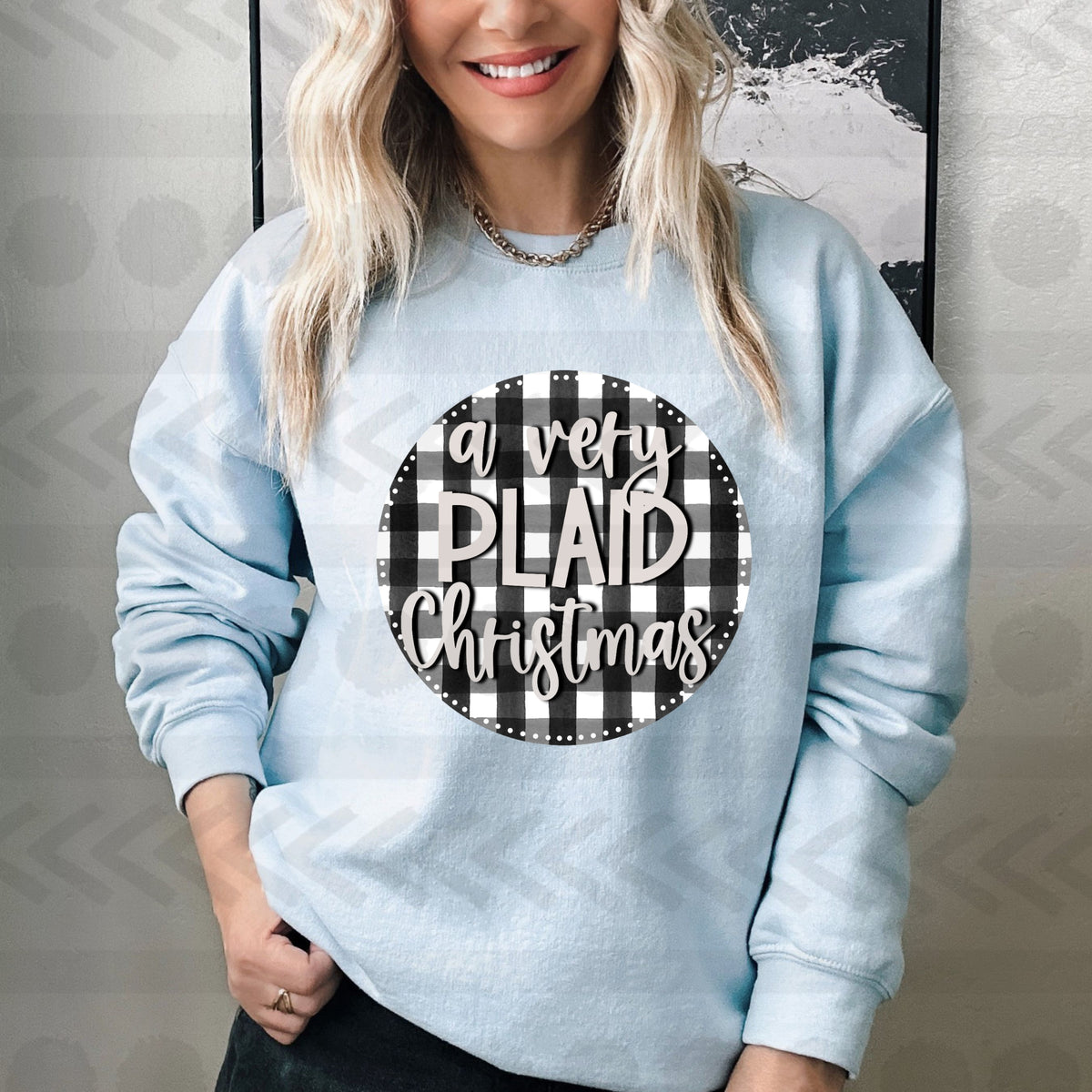 A very plaid christmas BLACK PLAID CIRCLE 14746 DTF transfer