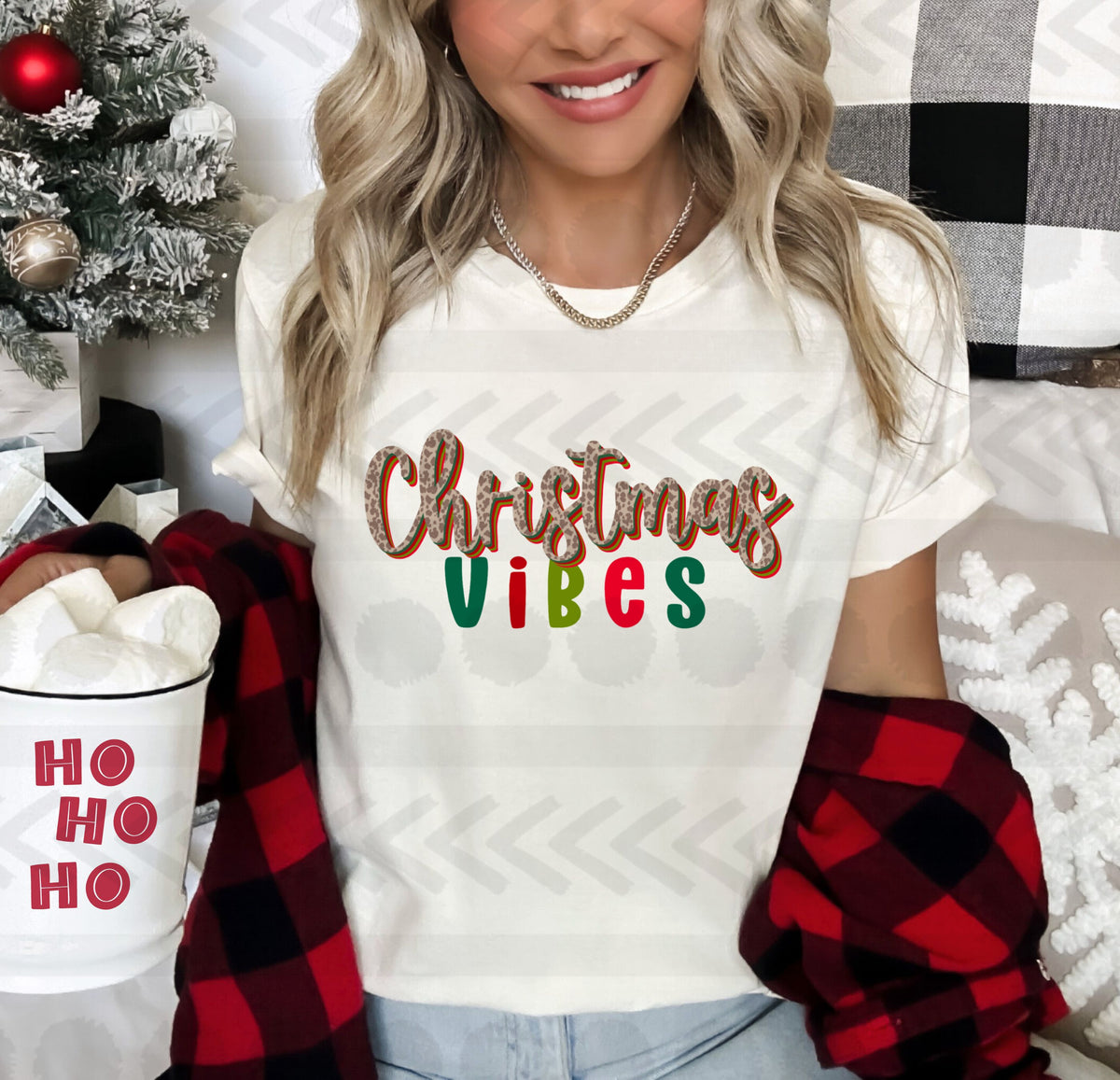 Christmas vibes leopard 14826 DTF transfer
