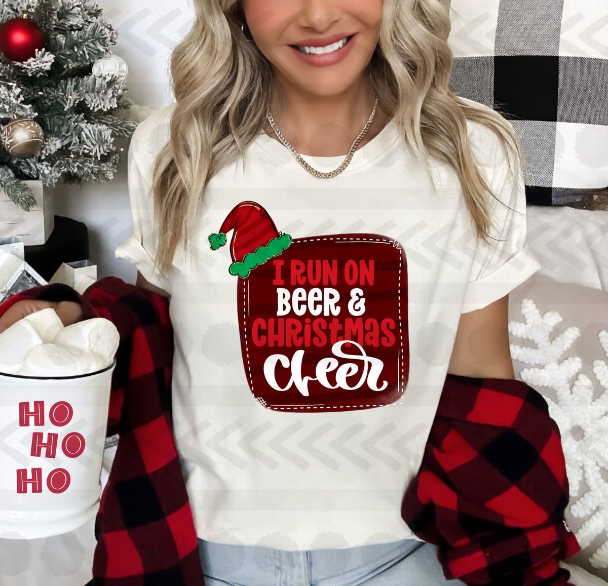 I run on beer and christmas cheer  14851 DTF transfer