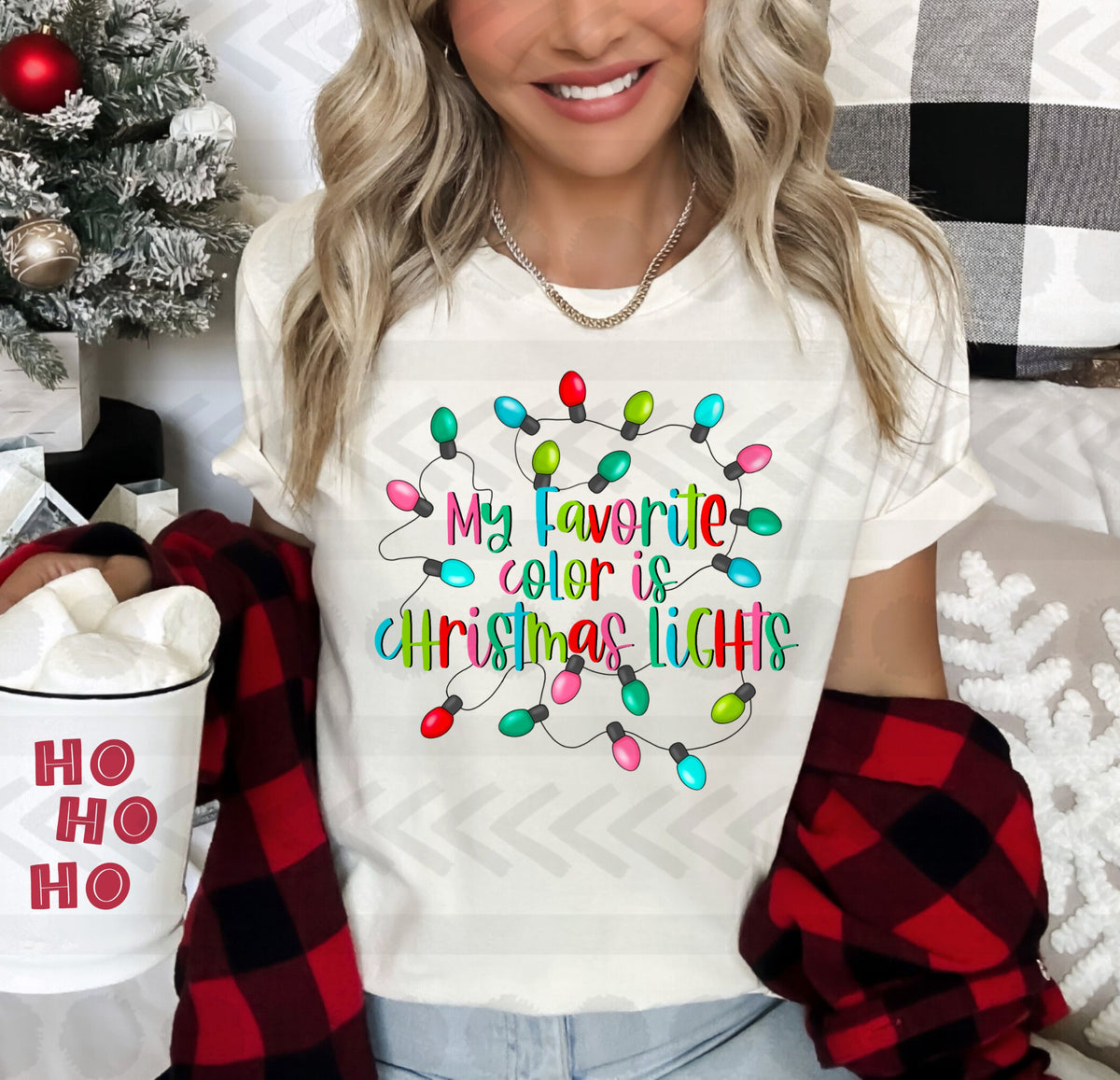 My favorite color is christmas lights 148474 DTF transfer