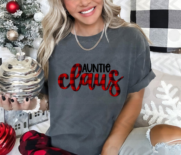 Auntie claus PLAID 14854 DTF transfer