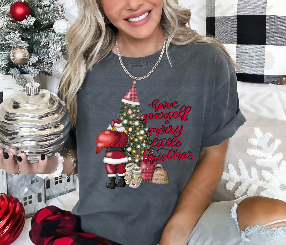 Haveyourselfa merry little christmas santa and  tree 14880 DTF transfer