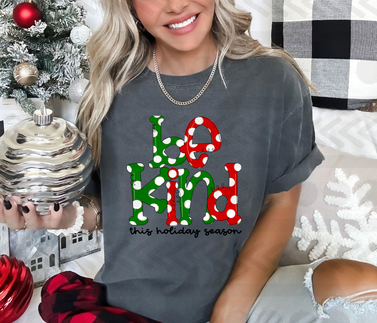 Be kind red green polkadot 14873 DTF transfer