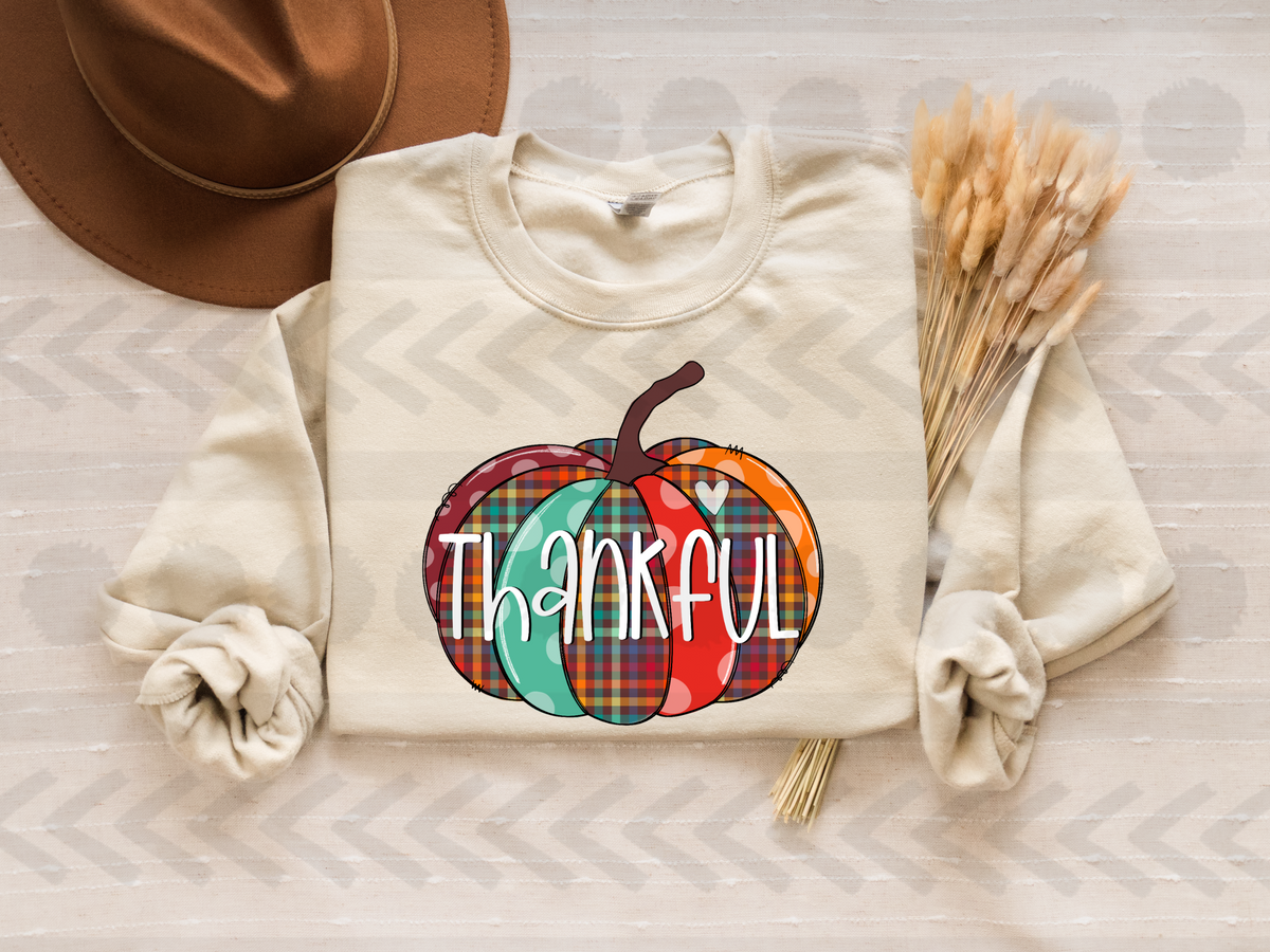 Thankful plaid and color pumpkin 14799 DTF transfer