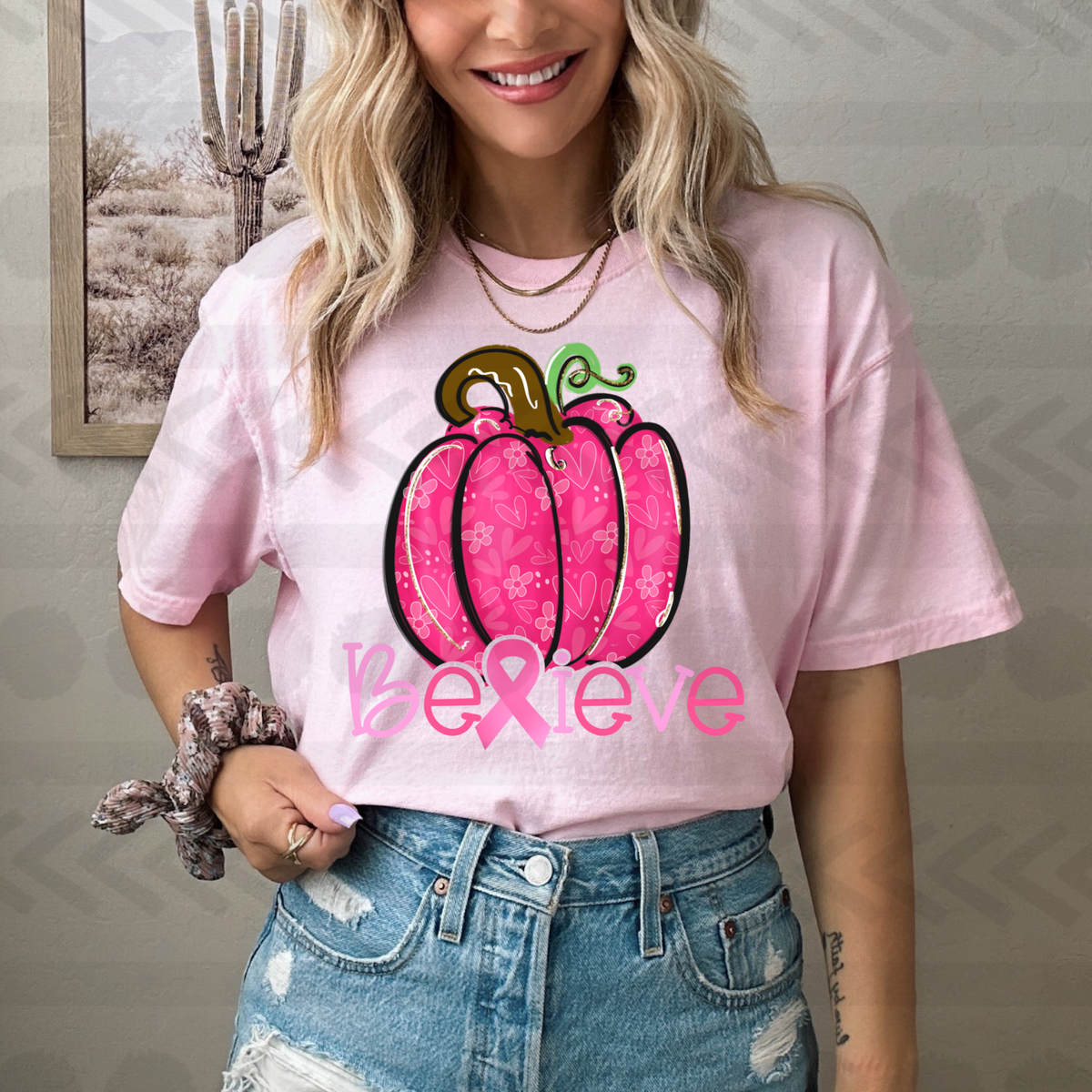 Believe pink pumpkin 14892 DTF transfer