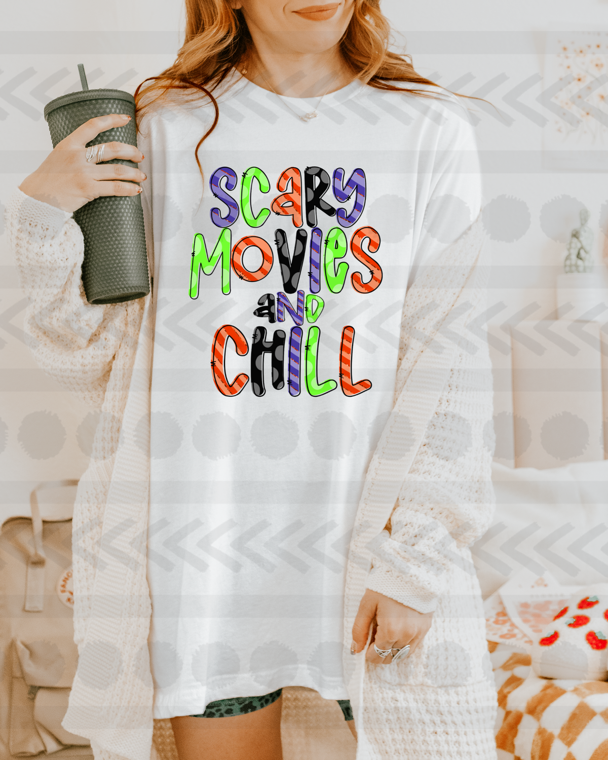 Scary movies and chill 14895 DTF transfer