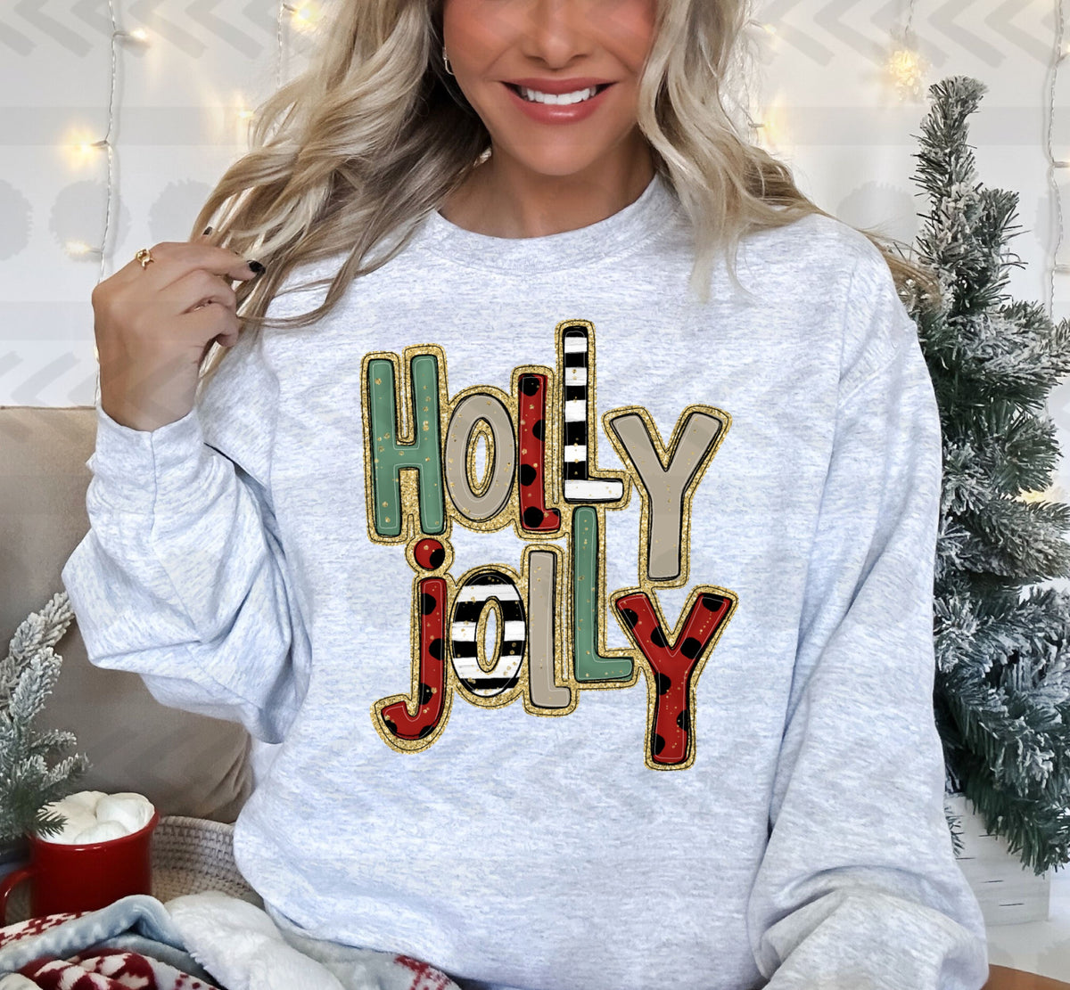Holly jolly faux 14916 DTF transfer