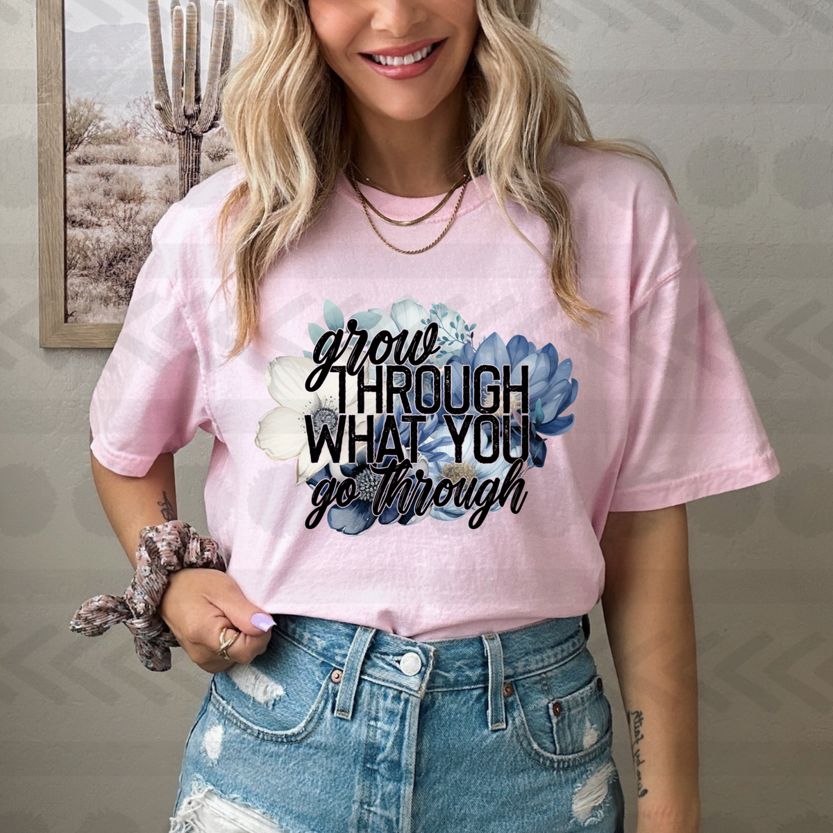 Grow through what you go through florals  14920 DTF transfer