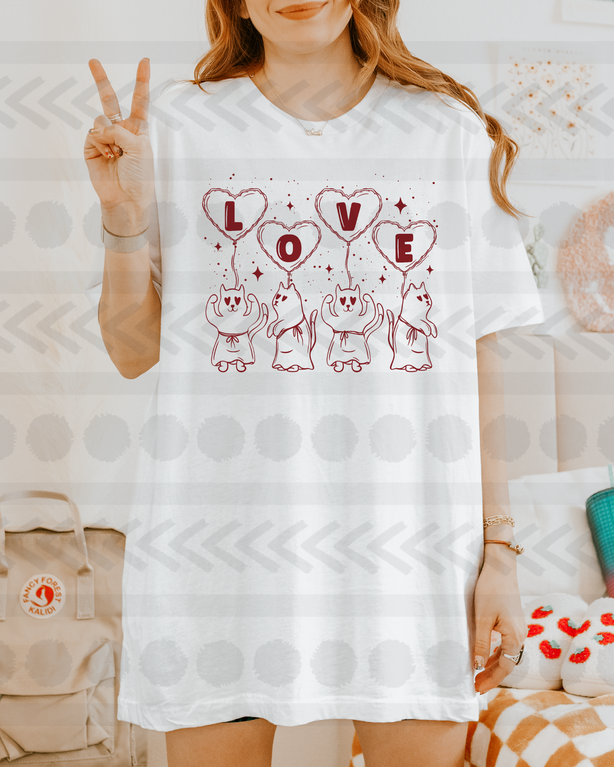 Love RED with cats 17270 DTF TRANSFER