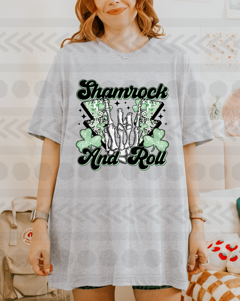 Shamrock and roll skull hand lightning bolts 14944 DTF transfer