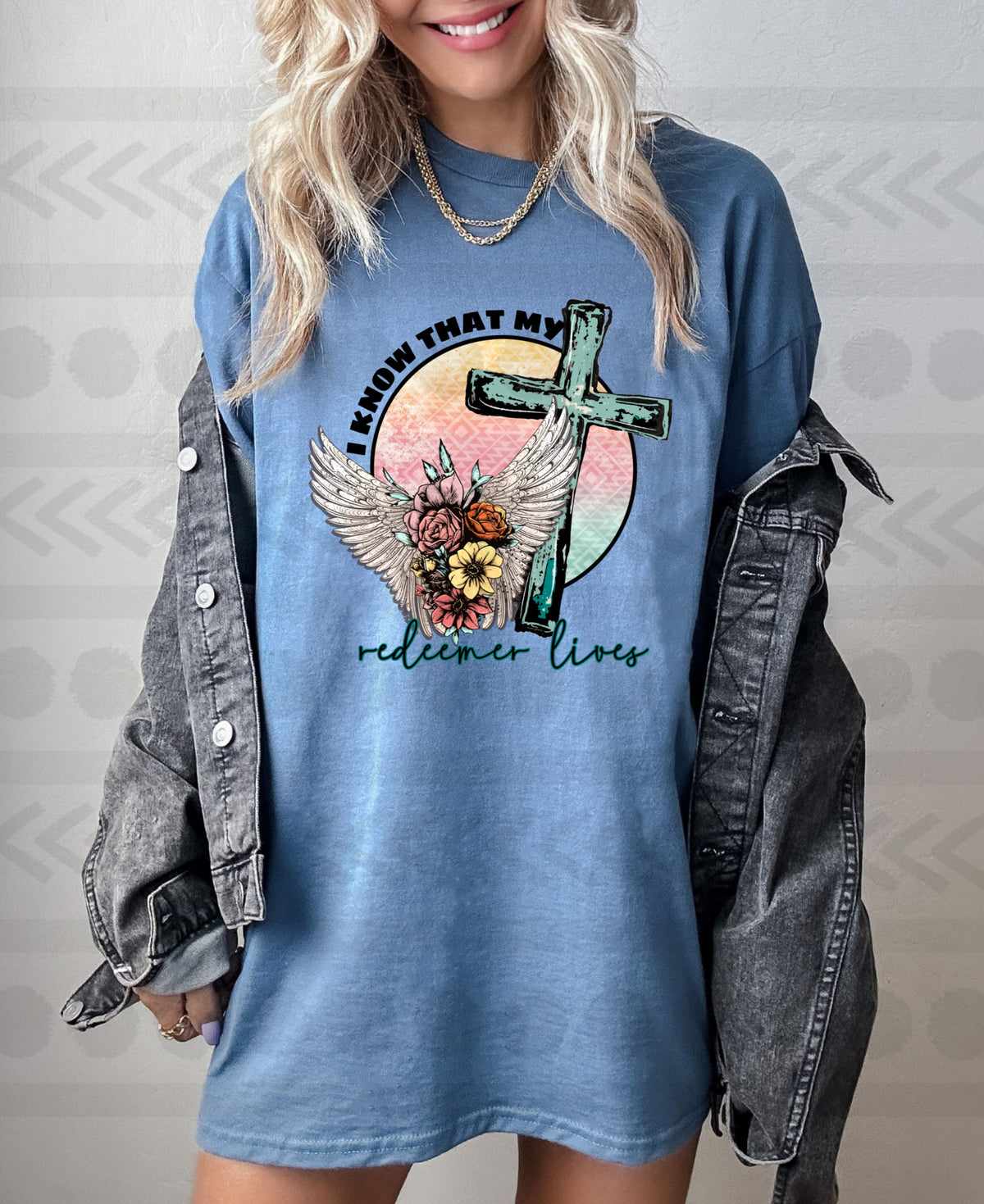 I know that my redeemer lives angel wings cross 14961 DTF transfer