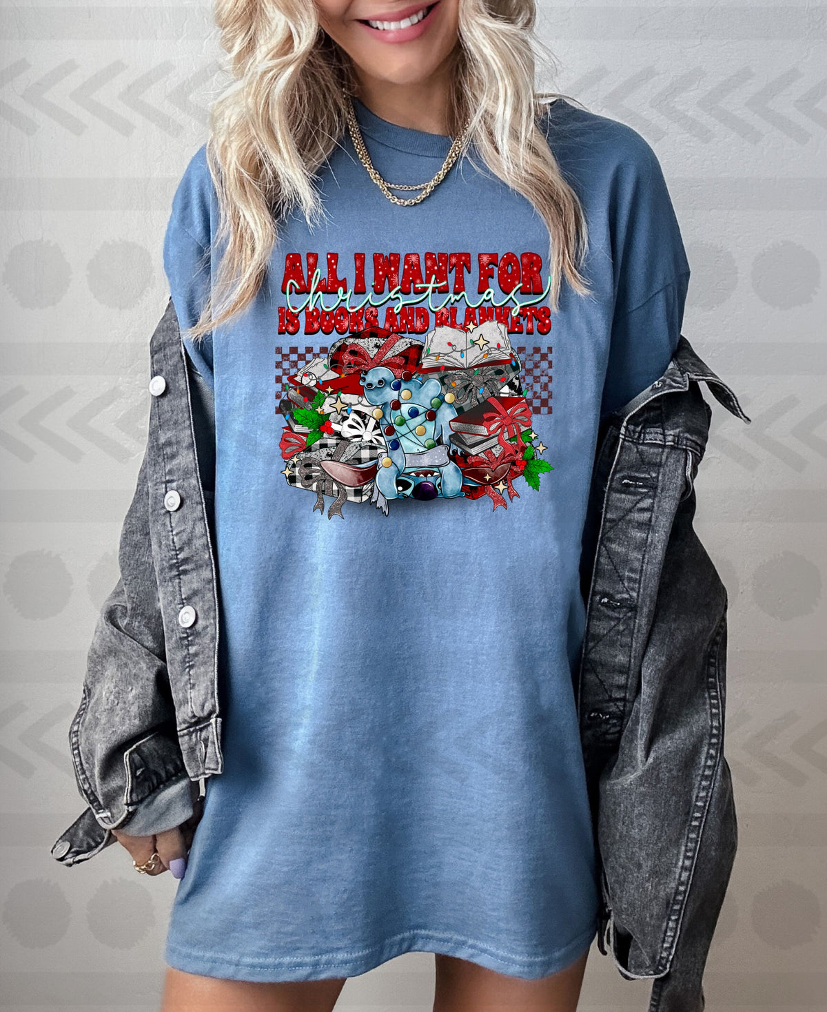 All i want for christmas is books and blankets 14956 DTF transfer