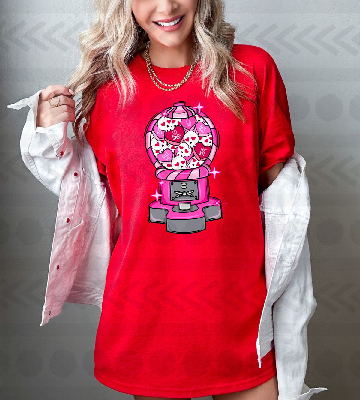 Bubble gum machineskull and hearts 18027 DTF transfer