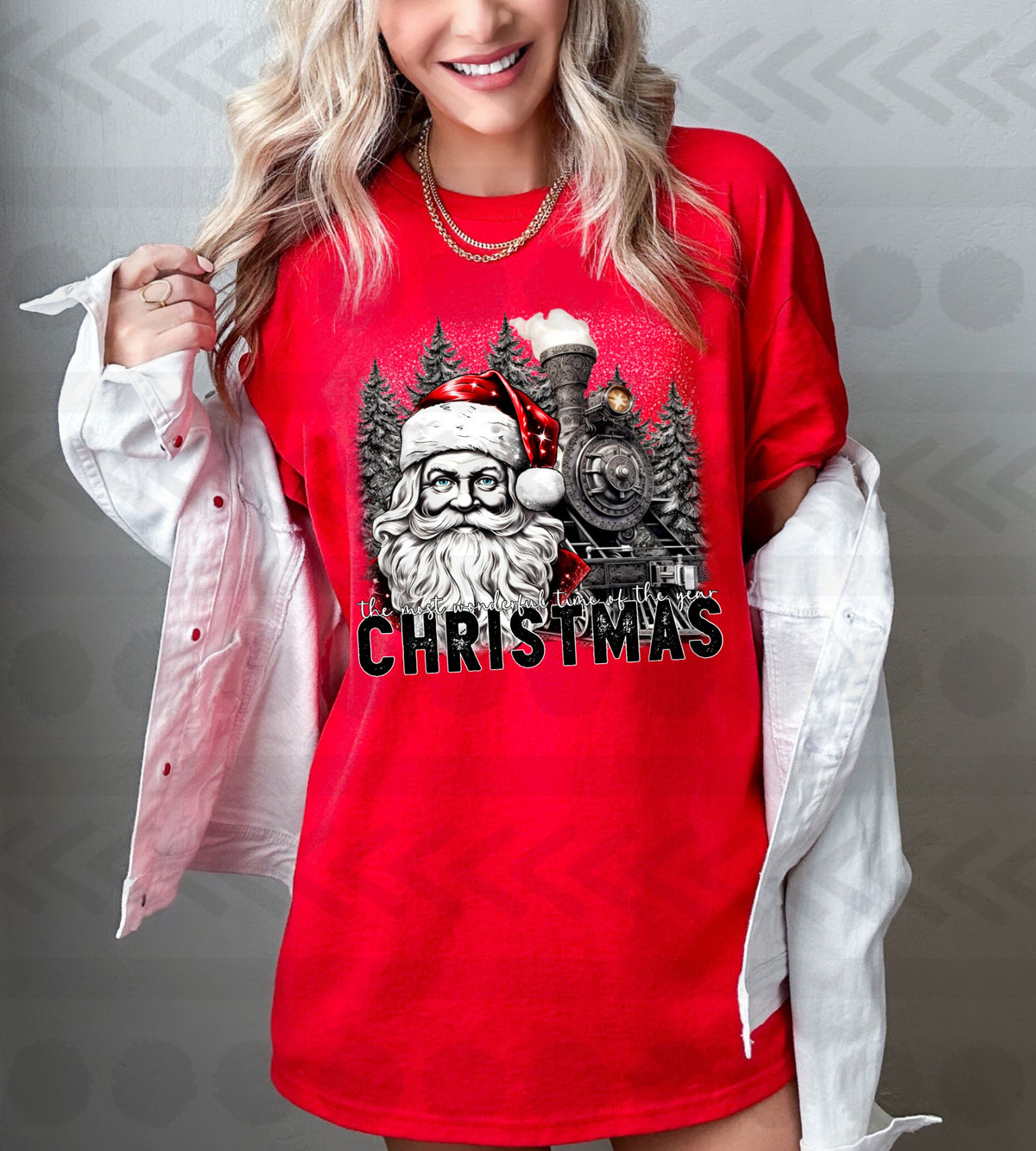 The most wonderful time of the year (santa, train, trees) 14970 DTF transfer