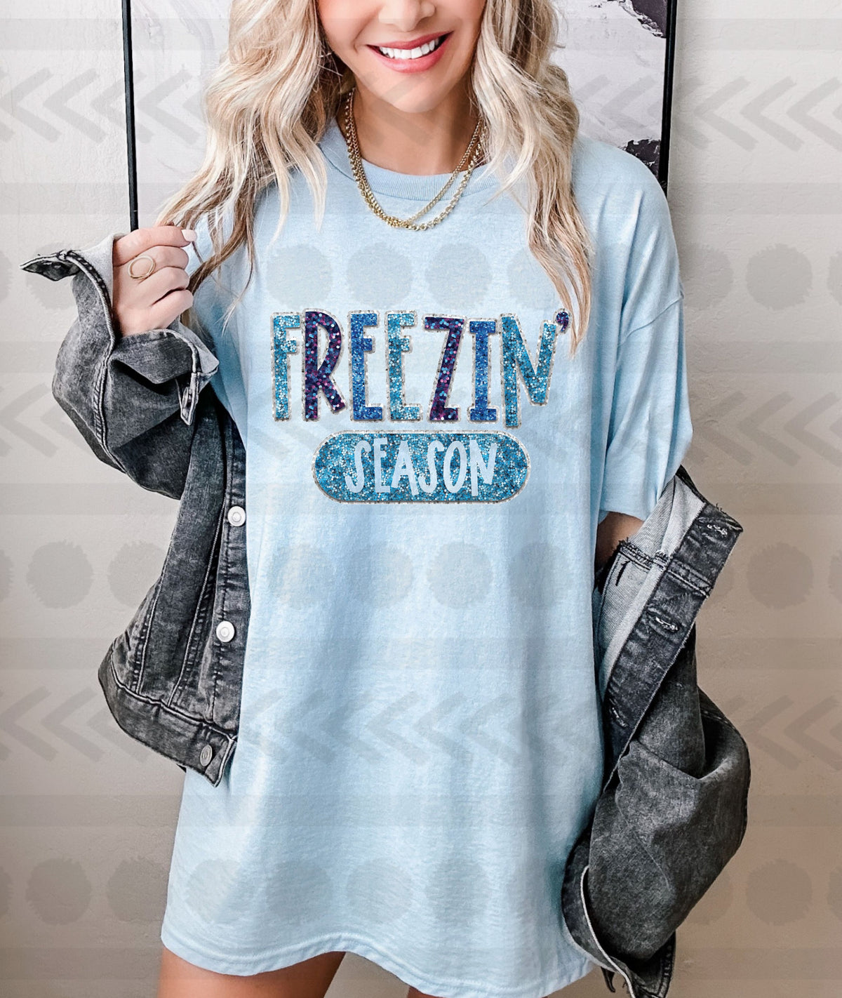 Freezin season glitter faux 18042 DTF transfer