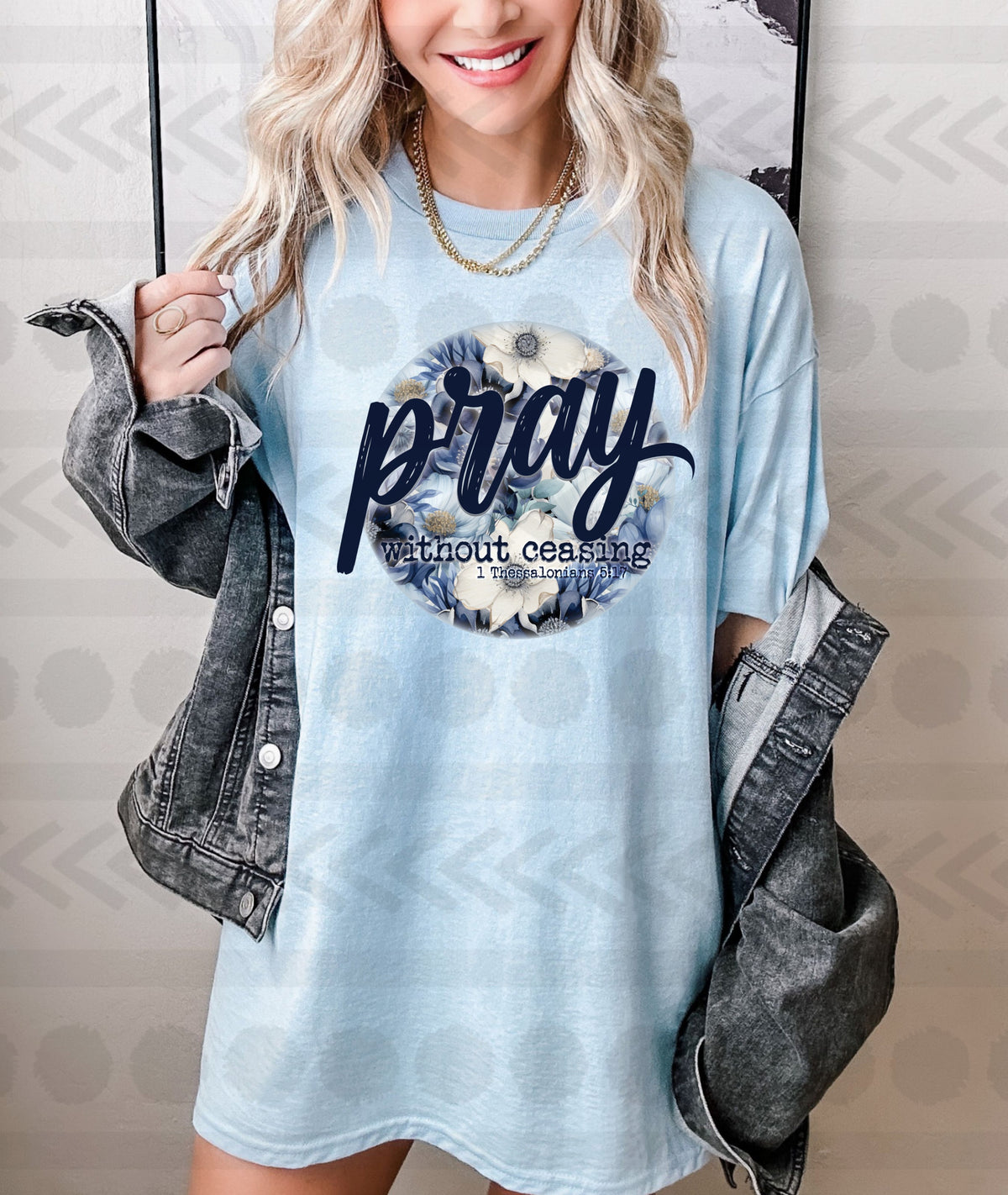 Pray without ceasing floral circle 18041 DTF transfer
