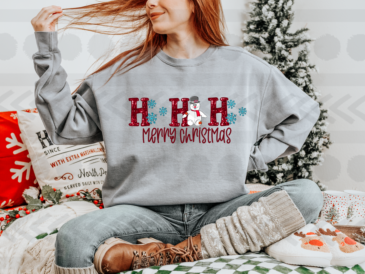 Ho ho ho merry christmas (snow flakes, snowman) 18011  DTF transfer