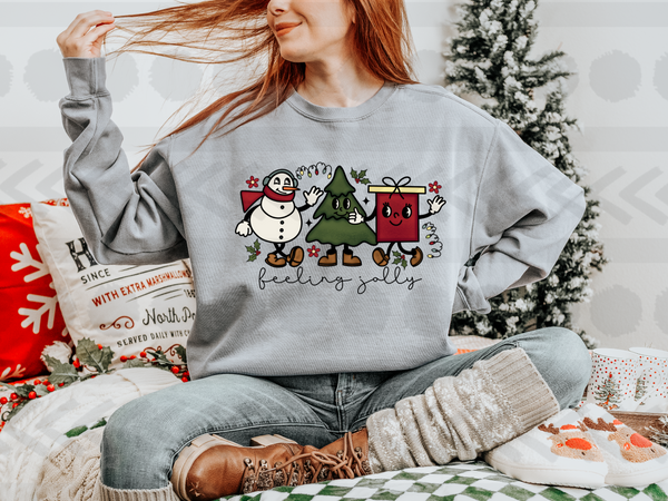 Feeling jolly (snowman, tree, gift) 18005  DTF transfer