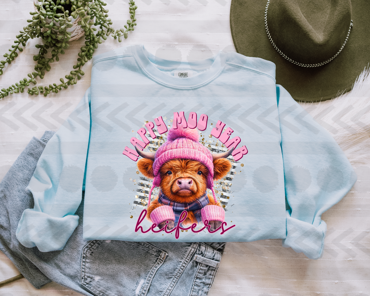 Happy moo year  18090 DTF transfer