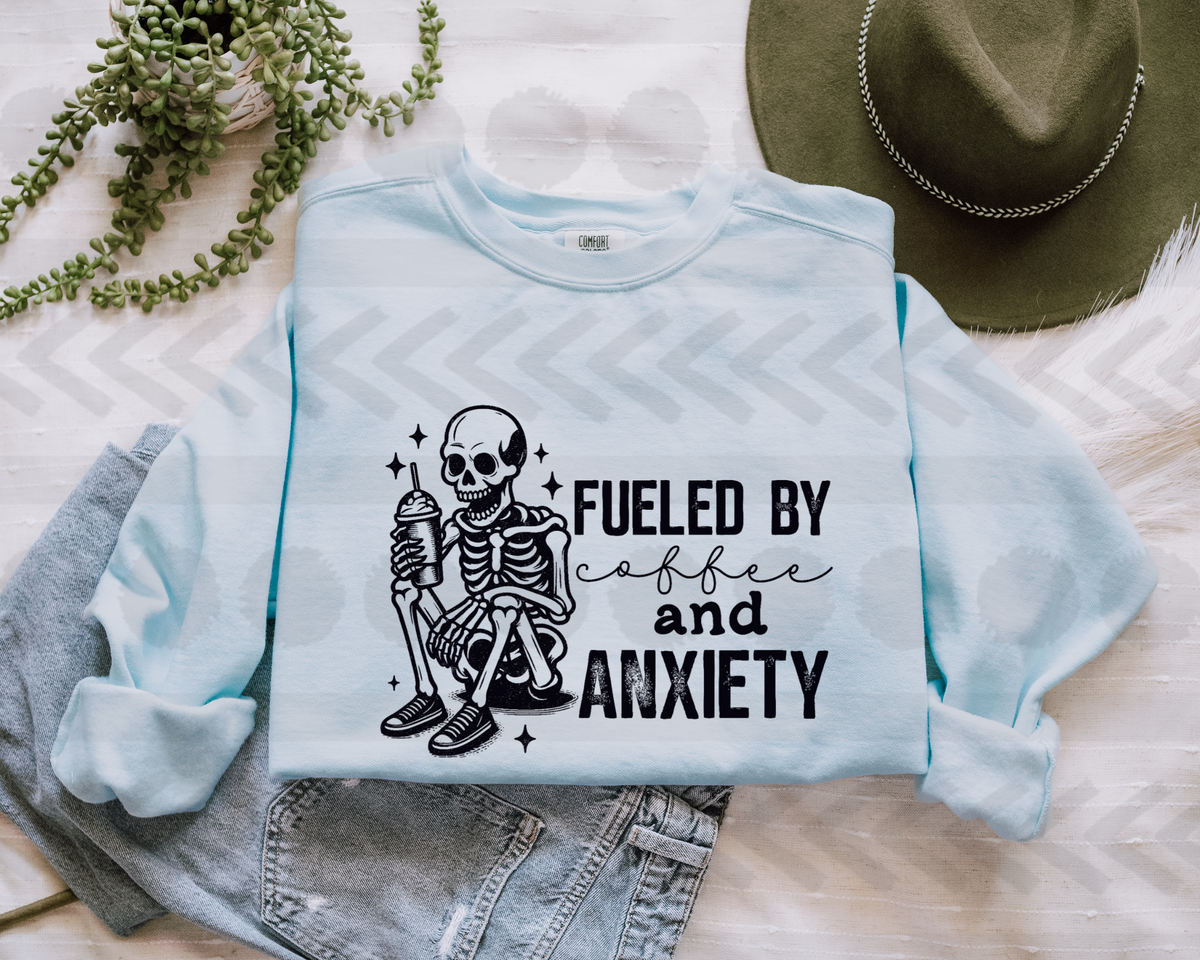 Fueled my coffee and anxiety skellie 18103 DTF transfer