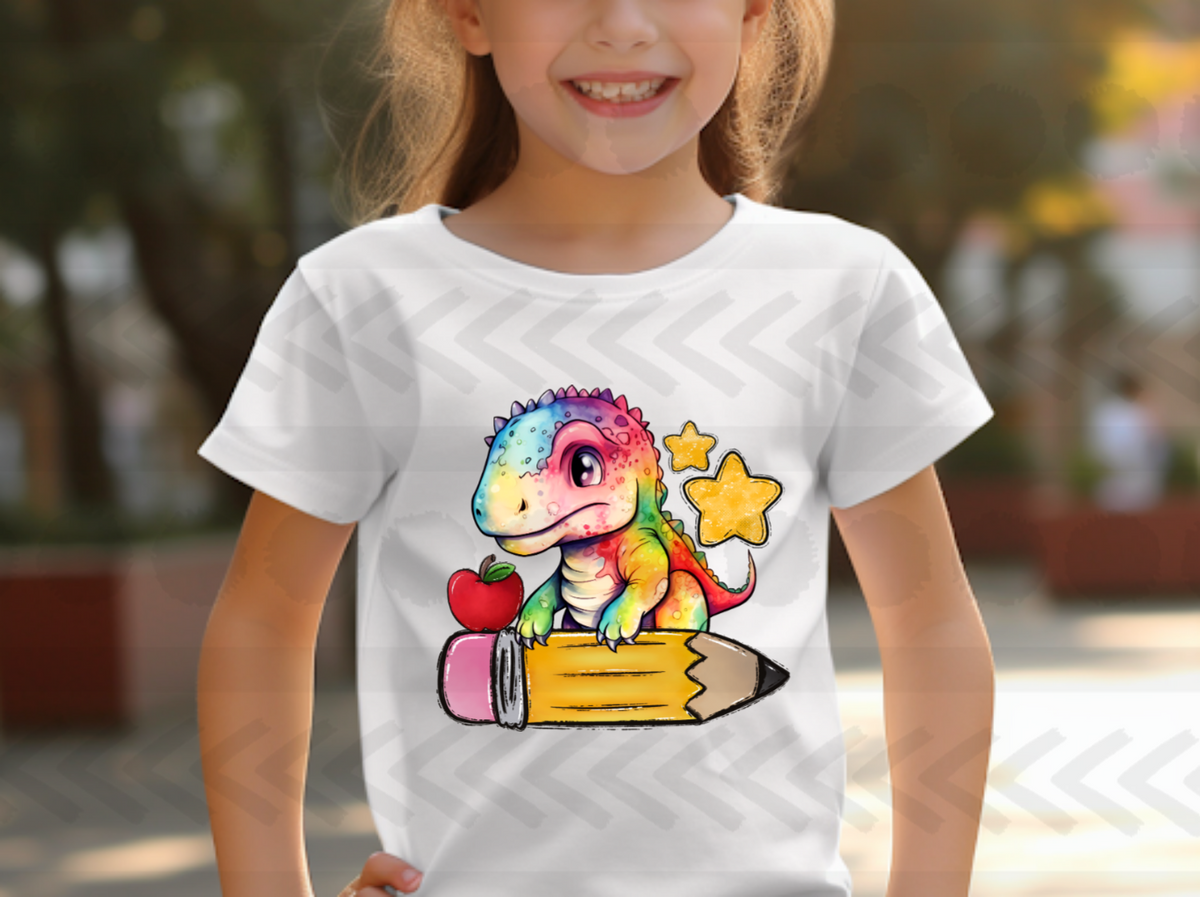 Girl dino with pencil 18056 DTF transfer