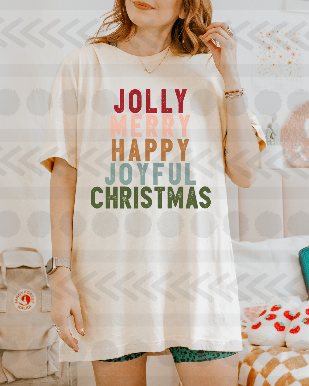 Jolly merry happy joyful christmas 18111 DTF transfer