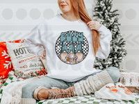 Cozy season gnomes checkered circle 18109 DTF transfer