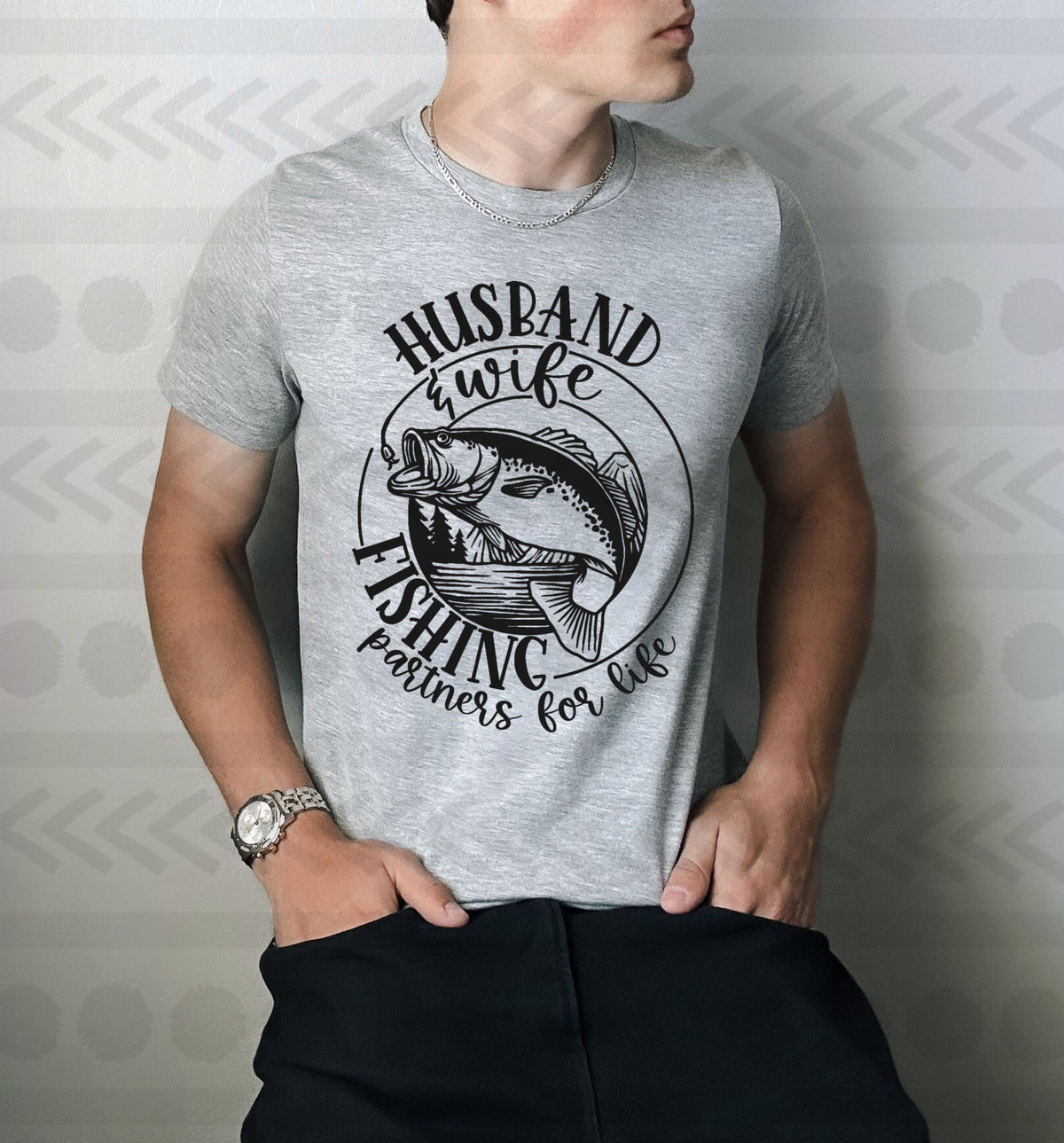 Husband and wife fishing partners for life 18116 DTF transfer