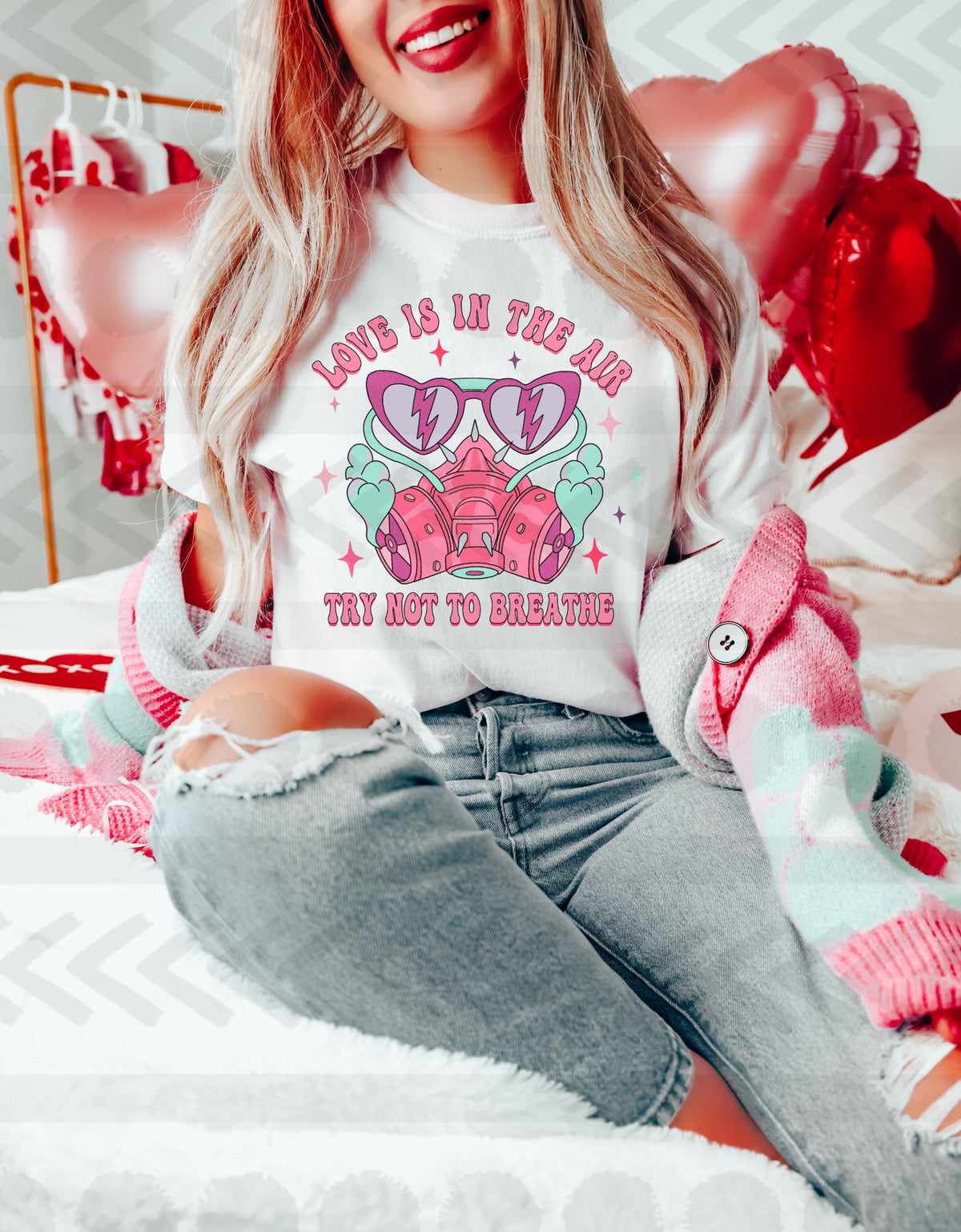 Love is in the air try not to breathe  18137 DTF transfer