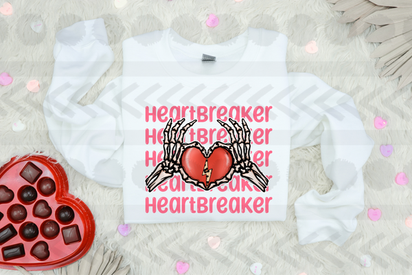 Heart breaker stacked skellie hands heart 18127 DTF transfer