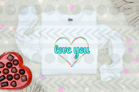 Love you colorful heart 18119 DTF transfer