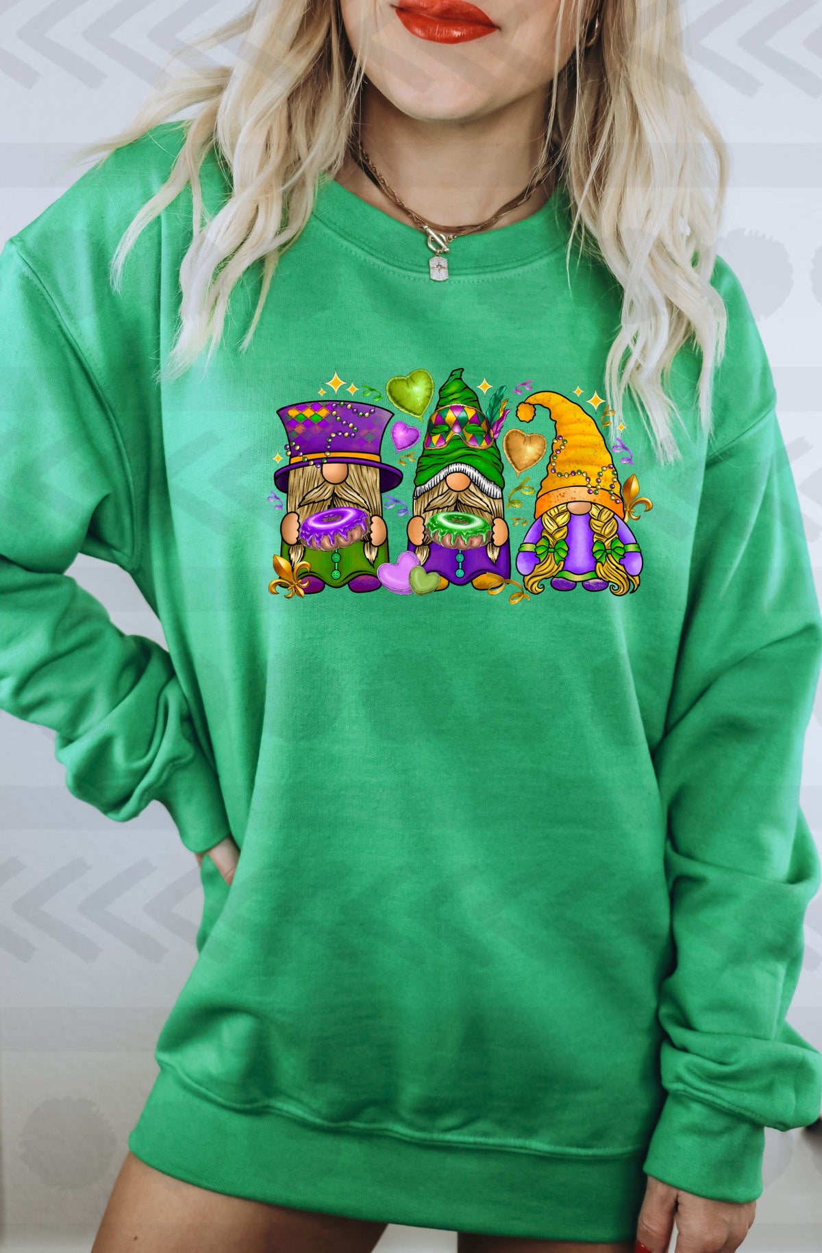 Mardia gras gnomes hearts 18150 DTF transfer